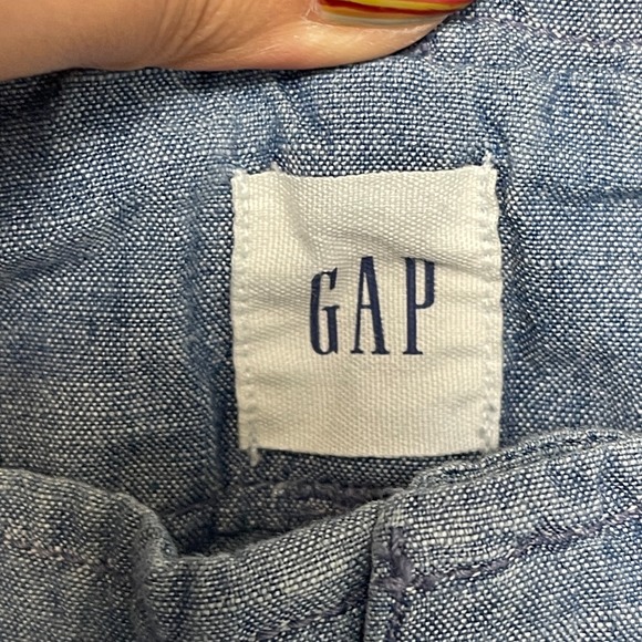 Gap Wide Leg Pants Women 4 Blue Cotton Chambray Mid Rise Relaxed Fit Resort Wear - Picture 9 of 16